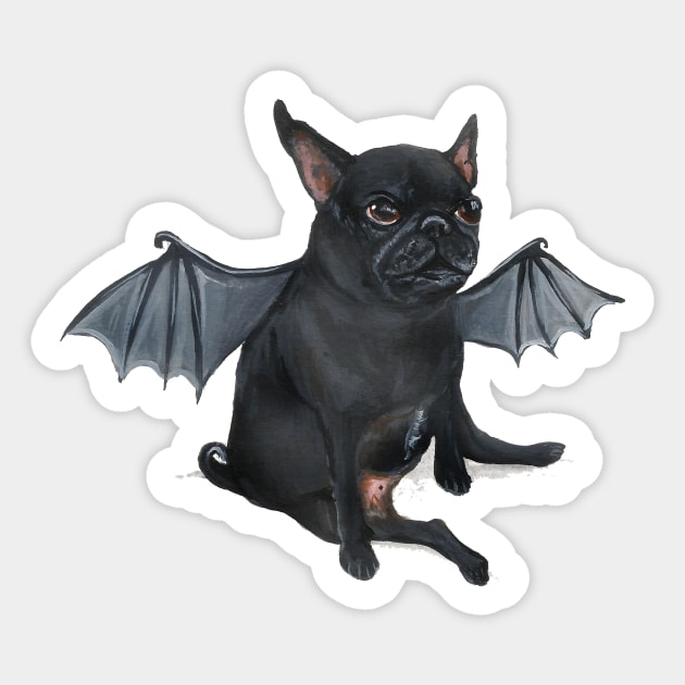 Bat pug Sticker by HannahFarr